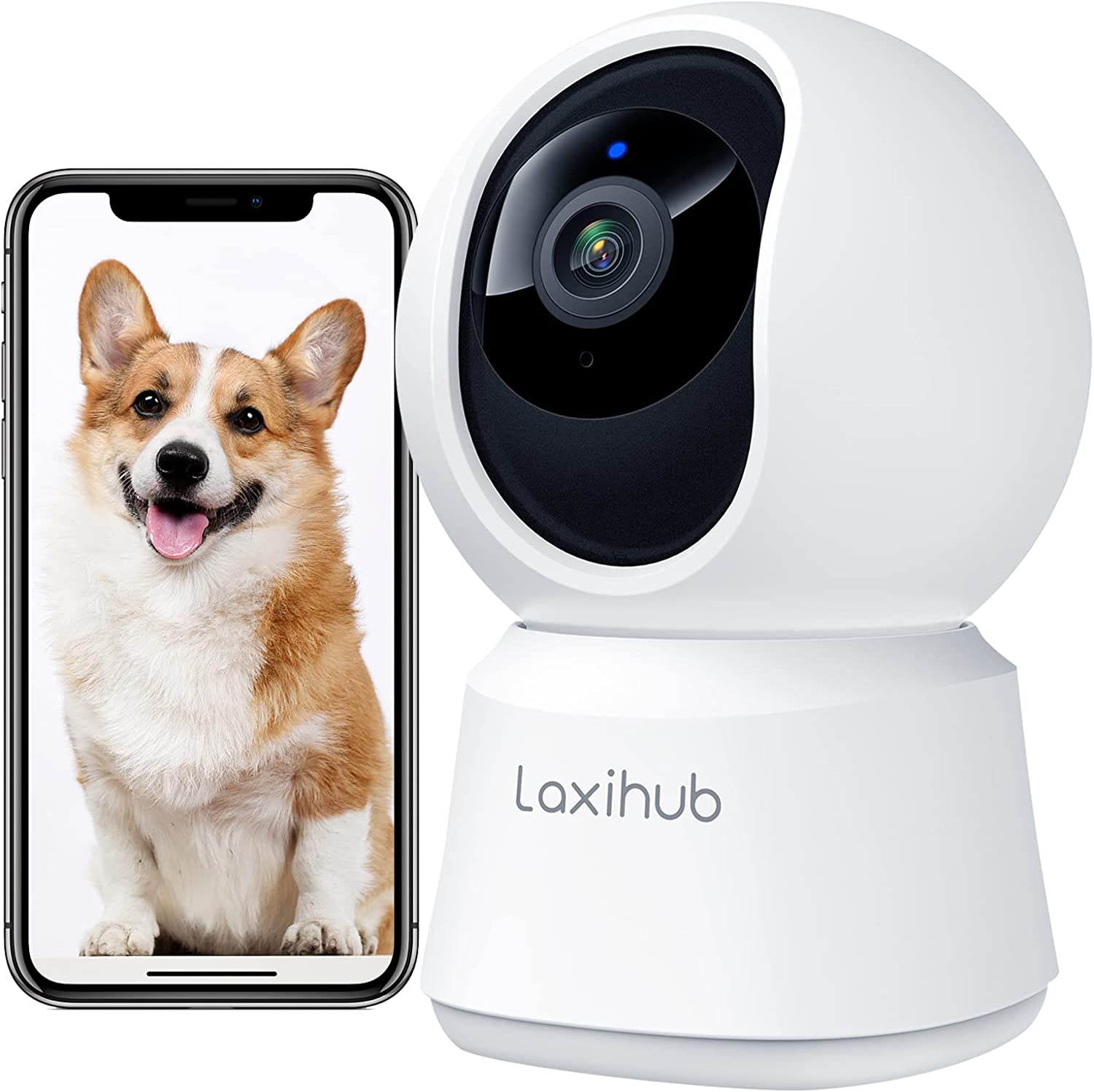 360° View 2K Indoor Security Camera, Pet Camera with Phone App, Baby Monitor, Pan/Tilt, Motion Tracking, Sound Detection, Night Vision,Two-Way Audio, Works with Alexa (P2T)